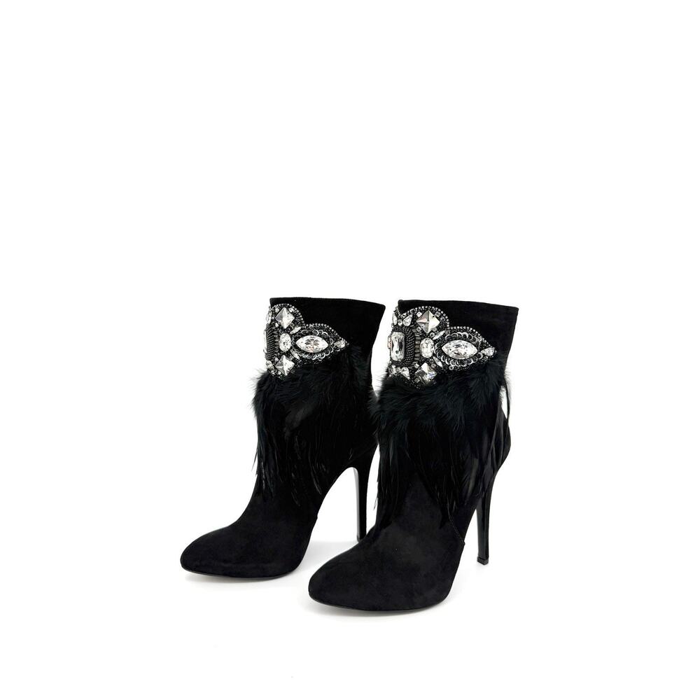 NIB Balmain x Giuseppe Zanotti Rihanna Bootie 39 US 9 Jewel Feathers Ankle Boots - Picture 3 of 13